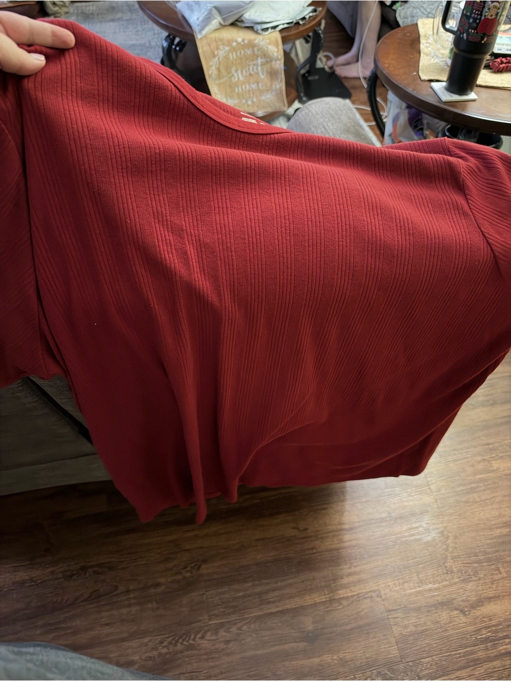Men's Ribbed Knit Top in Deep Red